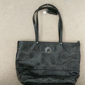 Black Shiny Leather Coach Bag